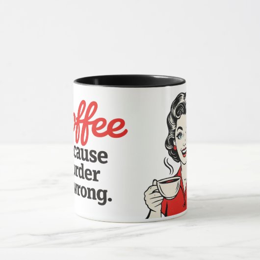 Coffee Because Murder Is Wrong Funny Retro Mug Mok (Midden)