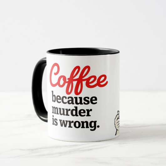 Coffee Because Murder Is Wrong Funny Retro Mug Mok (Voorkant links)