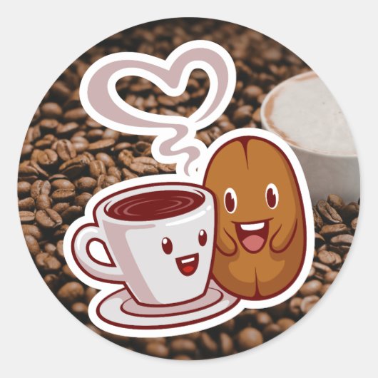 Coffee Bedankt Sticker Bruine Bonen Stijl (Voorkant)