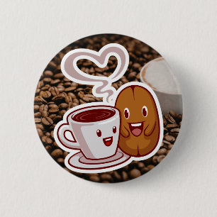 Coffee Bedankt Sticker Bruine Bonen Stijl Ronde Button 5,7 Cm