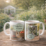 Coffee before gardening morning garden photo koffiemok<br><div class="desc">Coffee before gardening, personal morning garden photo mug.
Slow garden moment, start the day in the garden.
Add your own photo, name and text to personalize.</div>