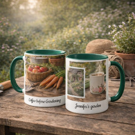 Coffee before gardening morning garden photo mug mok