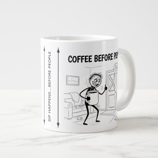 Coffee Before People Mug – Funny Coffee Cup Grote Koffiekop (Voorkant rechts)