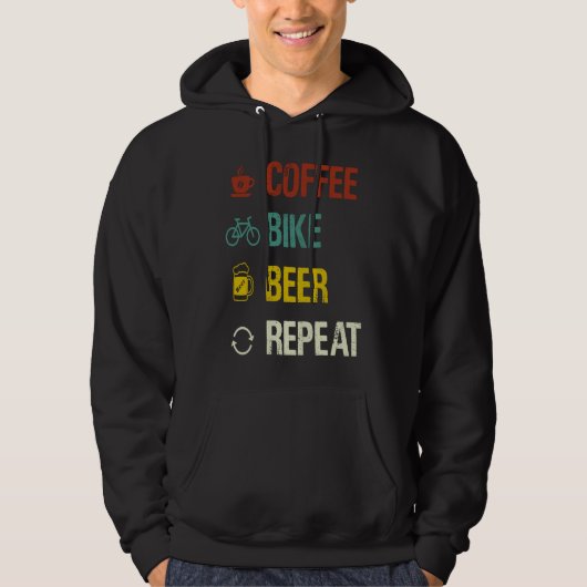 Coffee Bike Beer Repeat  Cycling Hoodie (Voorkant)