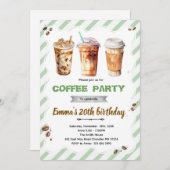 Coffee Birthday Invitation Kaart (Voorkant / Achterkant)