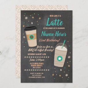 Coffee Birthday Latte Cafe Shop Chalk Celebration Kaart