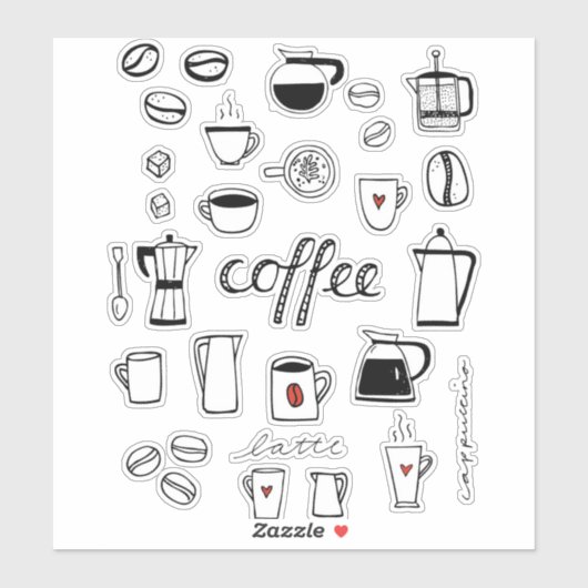 Coffee Black en White Café Sticker (Vel)