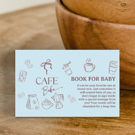Coffee Blue Bow Cafe Bebe Boy Book For Baby Shower Informatiekaartje
