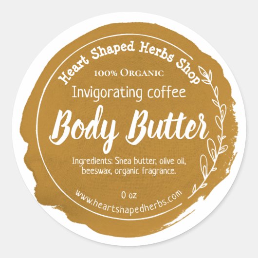 Coffee Body Butter Label Handgemaakt (Voorkant)