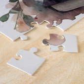 Coffee Boho Floral Green Brown Waterverf Legpuzzel (Zijkant)