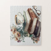 Coffee Boho Floral Green Brown Waterverf Legpuzzel (Verticaal)