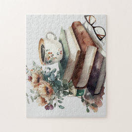 Coffee Boho Floral Green Brown Waterverf Legpuzzel