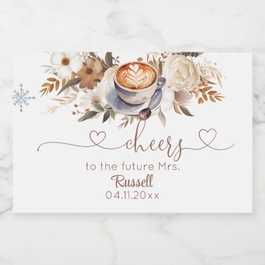 Coffee Boho Floral Vrijgezellenfeest Sparkling Wijnetiket (Enkel label)