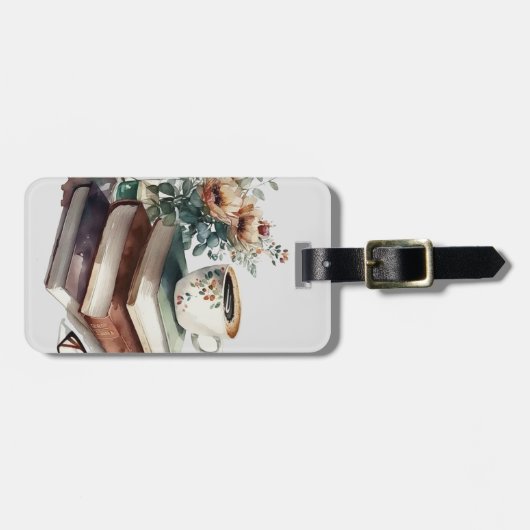 Coffee Boho Floral Waterverf Bagagelabel (Voorkant horizontaal)