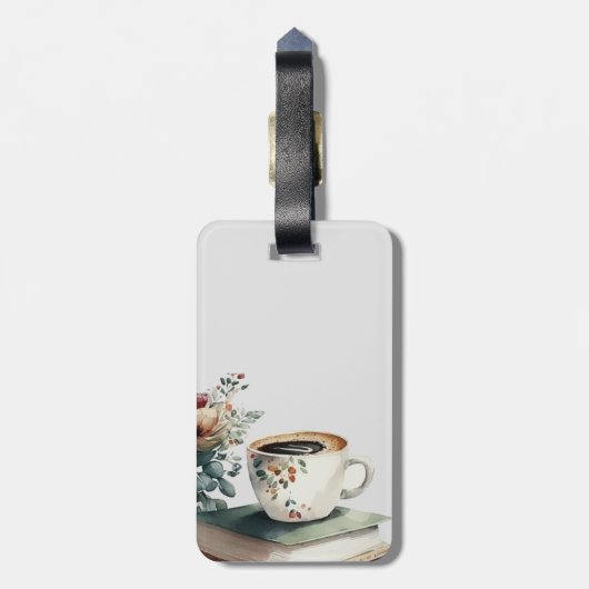 Coffee Boho Floral Waterverf Bagagelabel (Achterkant verticaal)