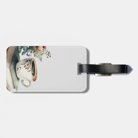 Coffee Boho Floral Waterverf Bagagelabel (Achterkant horizontaal)