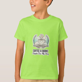 Coffee & Books Kids T-Shirt | Schattig Lezershartj