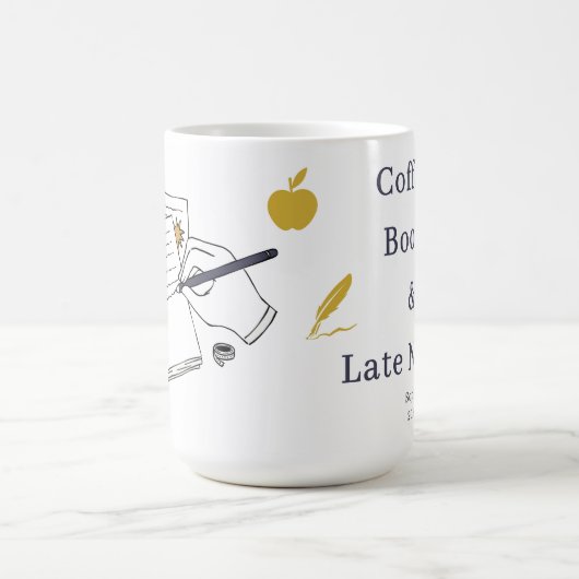 Coffee, Books & Late Nights – Custom Name Mug Koffiemok (Center)