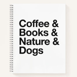 Coffee & Books & Nature & Dogs Notitieboek (Zwart)