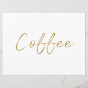 "Coffee" Bord   Stijlvolle Gouden Handgeschreven L Kaart