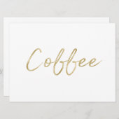 "Coffee" Bord | Stijlvolle Gouden Handlettering Kaart (Voorkant / Achterkant)