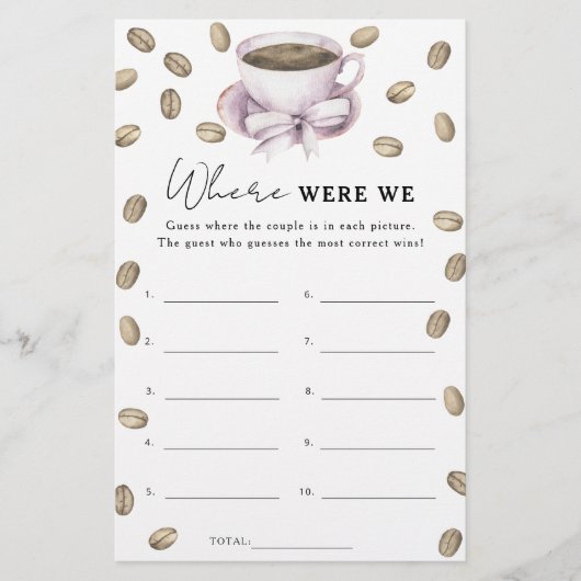 Coffee Bow Vrijgezellenfeest Waar waren we spel (Voorkant)