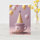 Coffee Break Birthday Kaart (Gele Bloem)