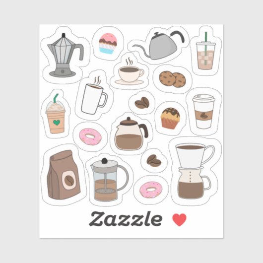 Coffee Break Coffee House Schattig Bullet Journal Sticker (Vel)