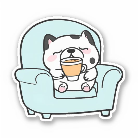 Coffee Break Dog Waterdicht Sticker (Voorkant)