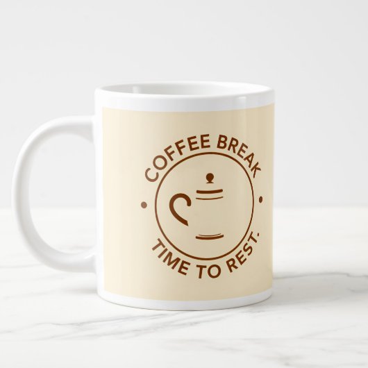 Coffee Break-logo op beige achtergrond Grote Koffiekop (Links)