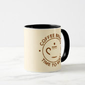 Coffee Break-logo op beige achtergrond Mok (Voorkant rechts)