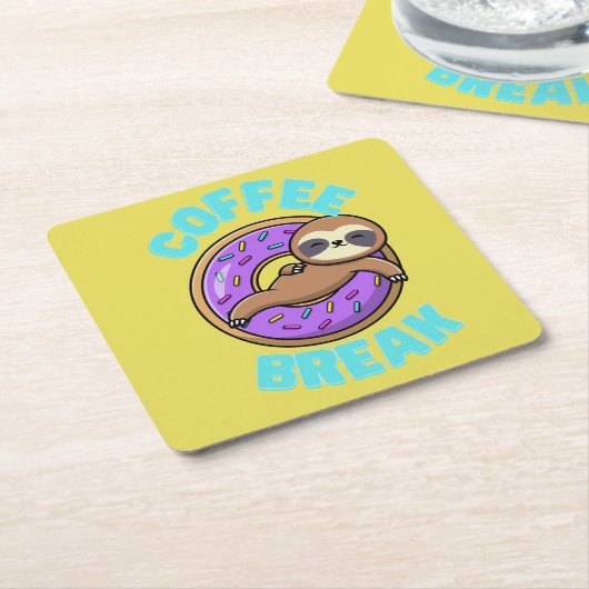 Coffee Break Sloth Onderzetter (Schuin)