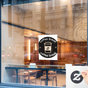 Coffee Break Vinyl Raamsticker Koffiezaak Deco