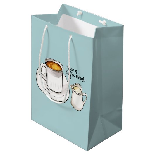 Coffee Break Waterverf en illustratie inkt Medium Cadeauzakje (Voorkant Gekanteld)