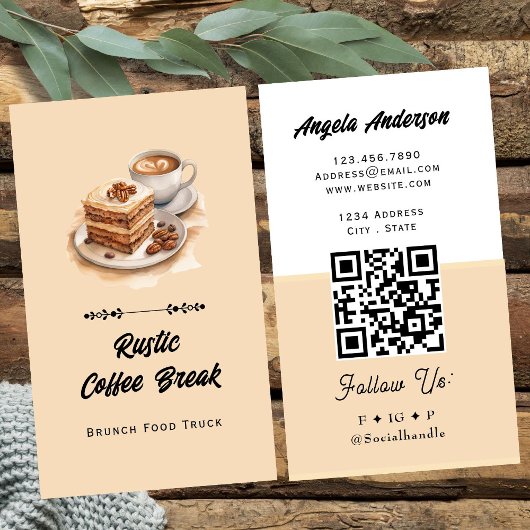 Coffee Breakfast Theme QR Code and Website Visitekaartje