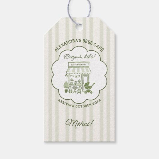 Coffee Brewing Bebe Brunch Neutral Baby Shower Cadeaulabel (Voorkant)