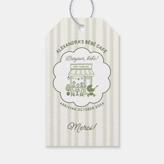 Coffee Brewing Bebe Brunch Neutral Baby Shower Cadeaulabel (Achterkant)