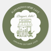 Coffee Brewing Bebe Brunch Neutral Baby Shower Ronde Sticker (Voorkant)