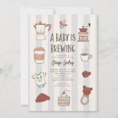 Coffee Brewing Blue Baby shower Uitnodiging (Voorkant)