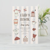 Coffee Brewing Blue Baby shower Uitnodiging (Staand voorkant)