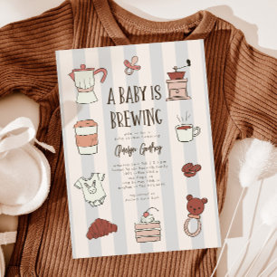 Coffee Brewing Blue Baby shower Uitnodiging