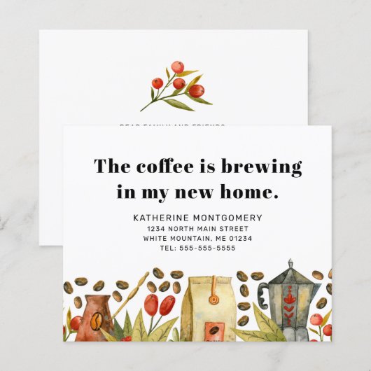 Coffee Brewing Quote Budget Moving Aankondiging (Voorkant / Achterkant)