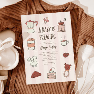 Coffee Brewing Roze Baby shower Uitnodiging