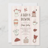 Coffee Brewing Roze Baby shower Uitnodiging (Voorkant)