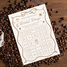 Coffee Bridal Shower Find the Guest Bingo Game  Kaart