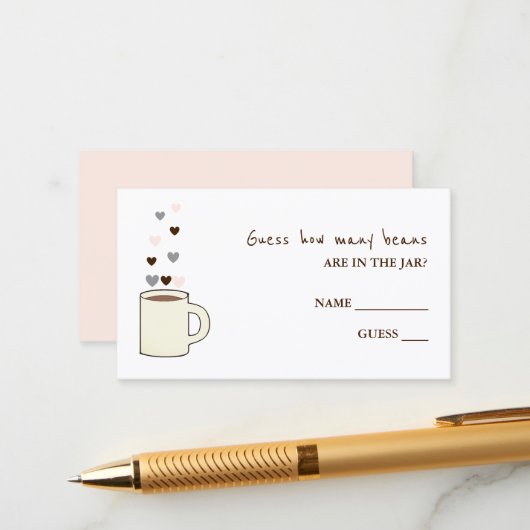 Coffee Bridal Shower Guess How Many Beans Informatiekaartje (Voorkant / Achterkant in situ)