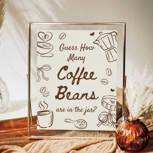 Coffee Bridal Shower Guess How Many Coffee Beans  Poster