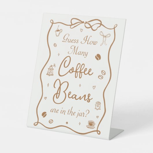 Coffee Bridal Shower Guess How Many Coffee Beans Reclamebord Met Voetstuk (Voorkant)