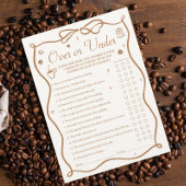 Coffee Bridal Shower Over and Under Game Card Kaart