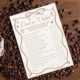 Coffee Bridal Shower Over and Under Game Card Kaart